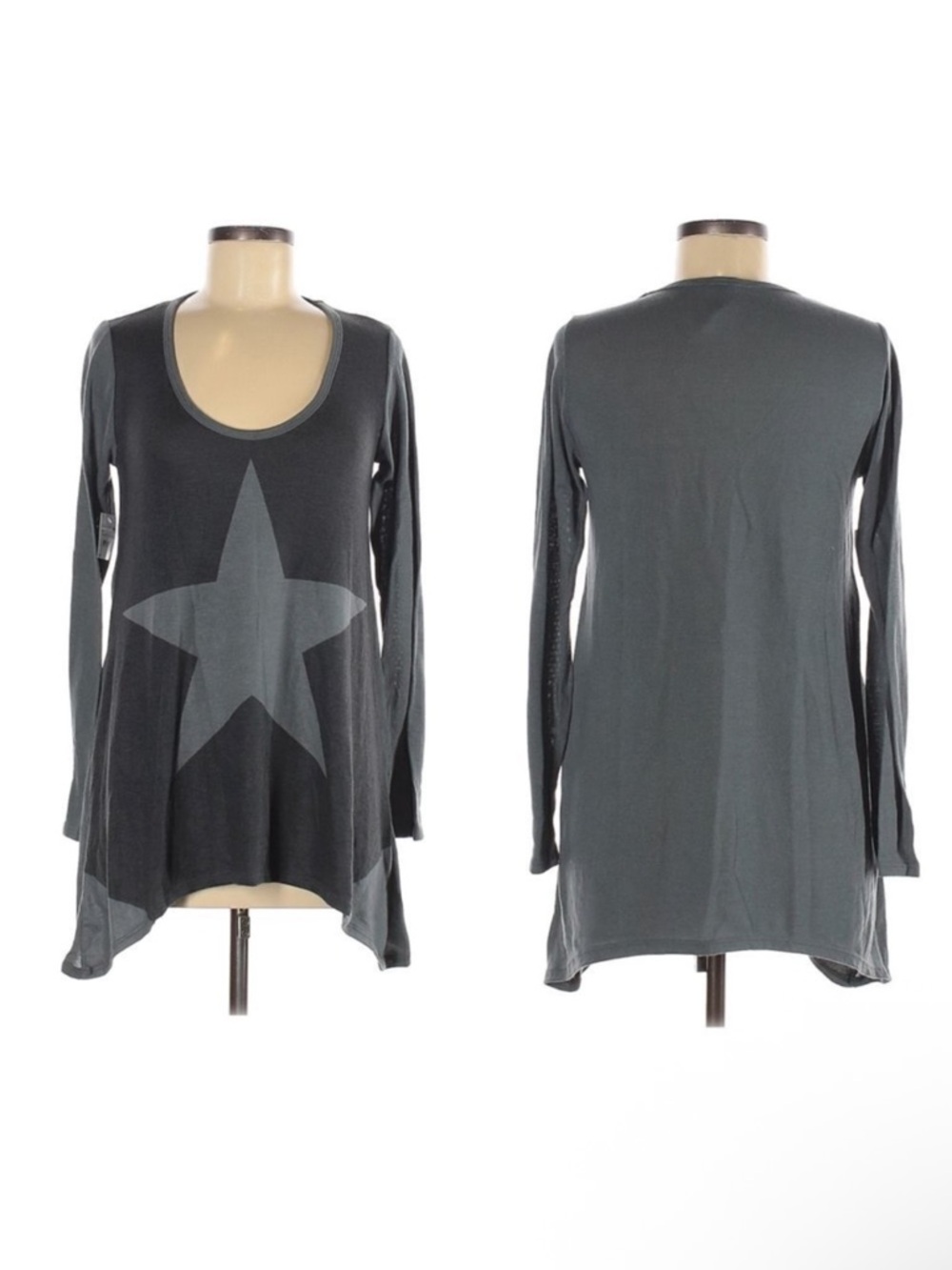 NWT GO COUTURE Gray Star Long Sleeve Shirt M